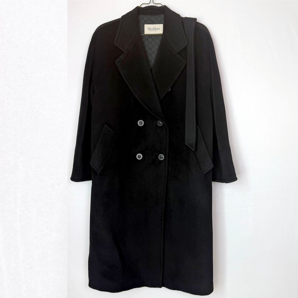Max Mara Maxmara 101801 Icon Madame Coat, Black Sz 6, Virgin Wool & Cashmere